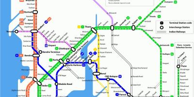 Jernbanen kort over Mumbai