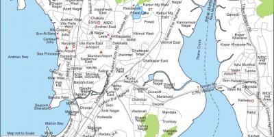 Kort over det centrale Mumbai