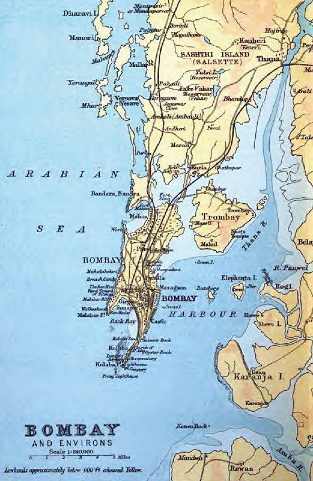 gamle kort over Mumbai