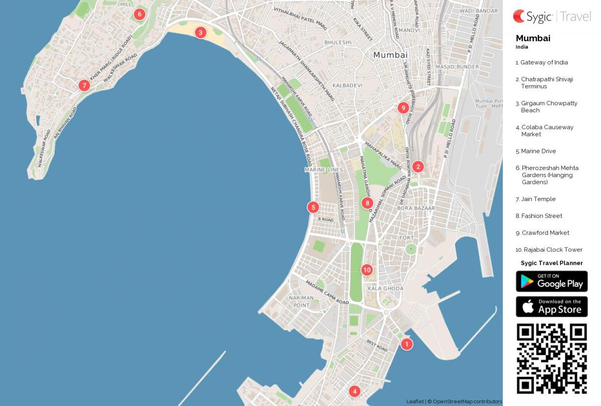 kort over Marine drive Mumbai