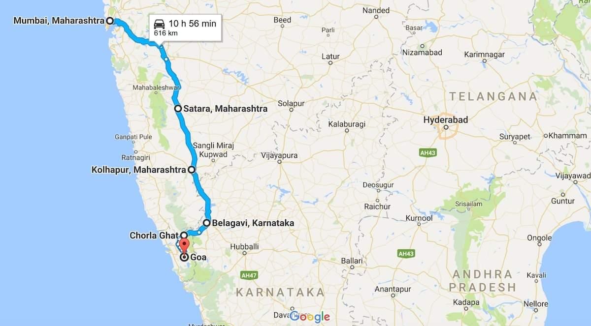 Mumbai til goa køreplan