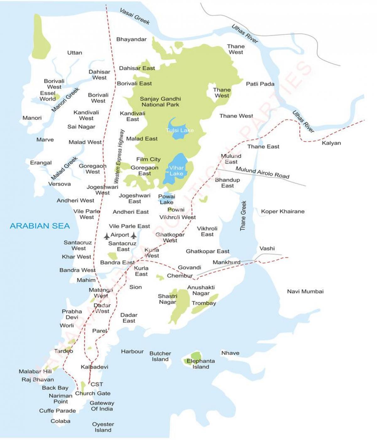 Mumbai forstæder kort