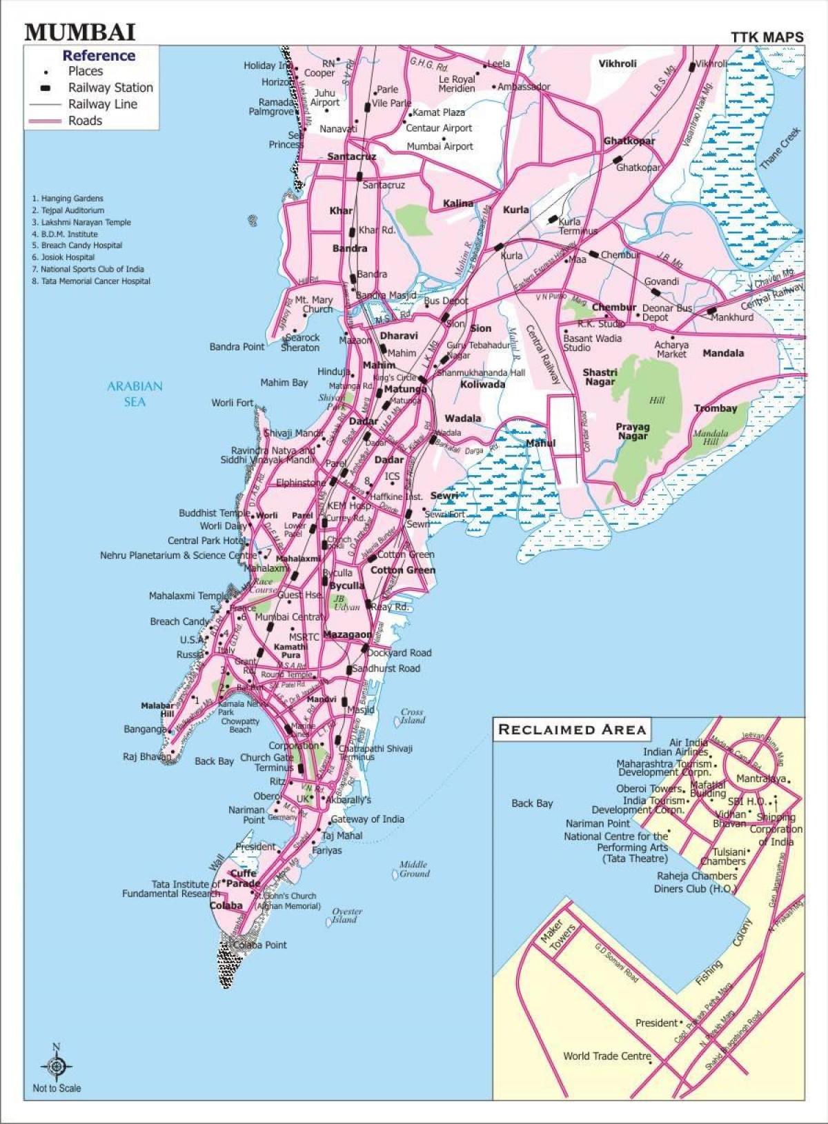 vej kort over byen Mumbai