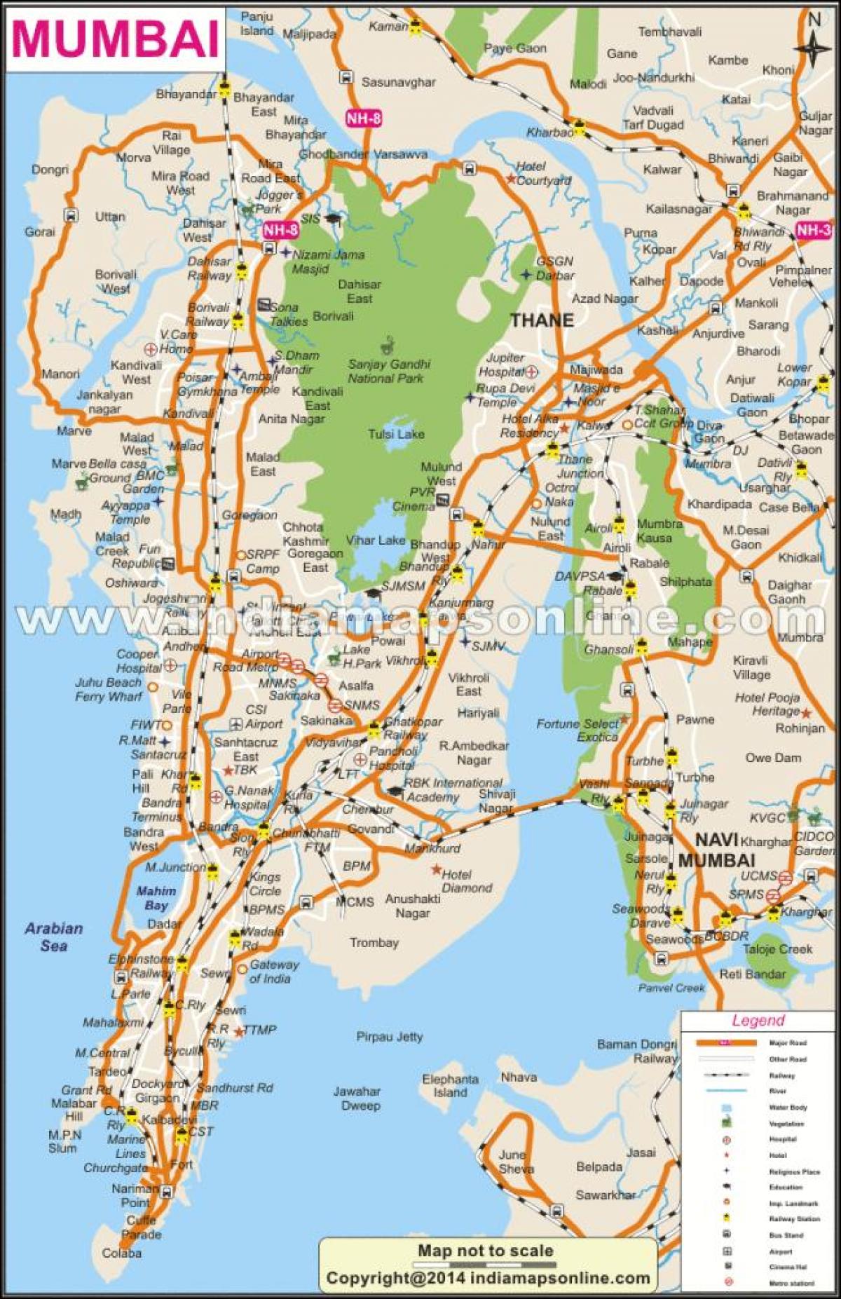 kort over lokale Mumbai