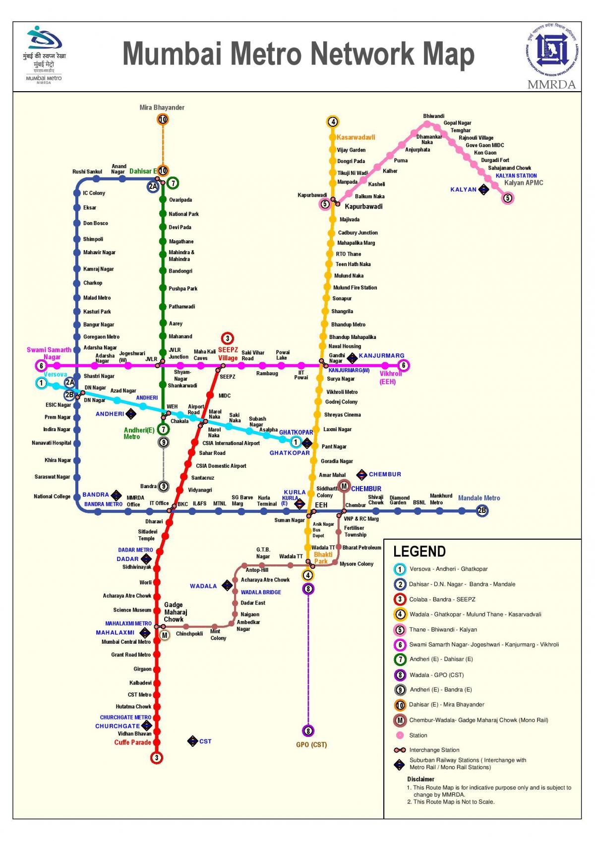 Mumbai metro linje 3 rute kort