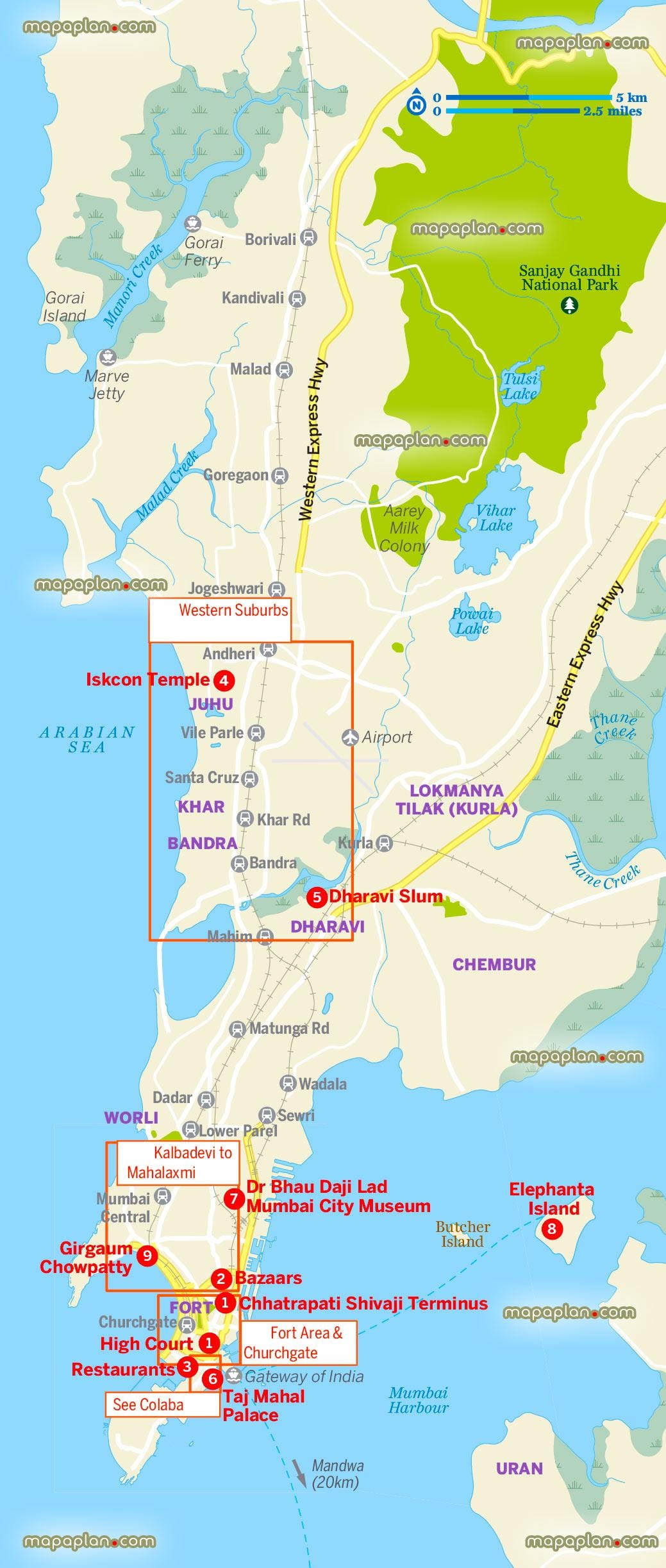 kort over større Mumbai